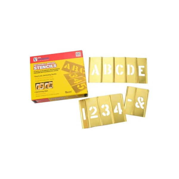 C.H. Hanson 4" Brass Interlocking Stencil Letters and Numbers, 45 Piece Set 10074 - main